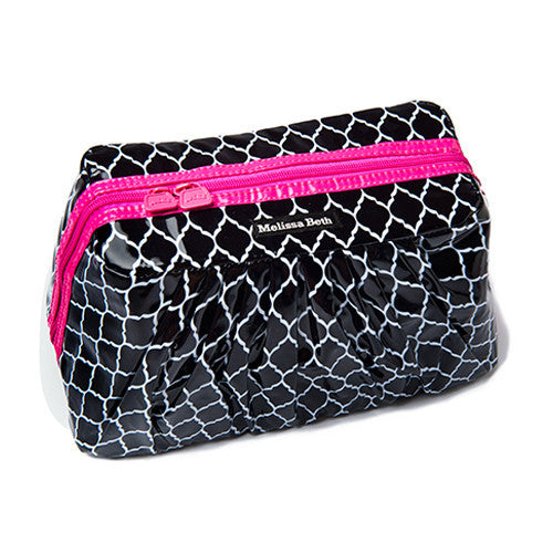 Pretty Pleats Cosmetic Case - Trellis/Hot Pink