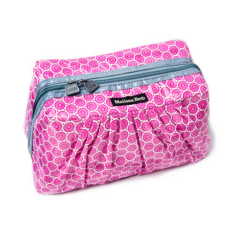 Pretty Pleats Cosmetic Case - Circle Floral/Gray