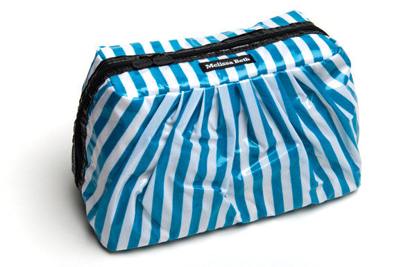 MINI Pretty Pleats Cosmetic Case - Teal Stripe